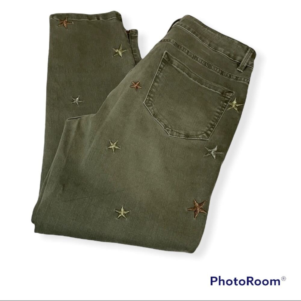 SOFT SURROUNDINGS Green Jeans with Embroidered Stars Size 4